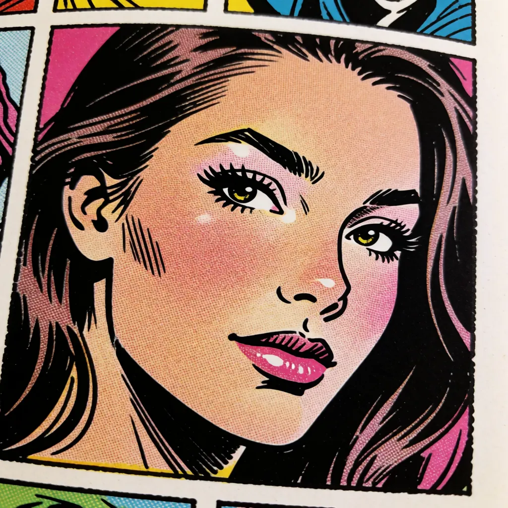 comic book art, dildo anal_object_insertion, bold black ink outlines, halftone dot shading, cross hatched shadows, flat four colour print palette, hard high contrast comic inking, printed comic page, strikingly beautiful, radiant complexion, early twenties