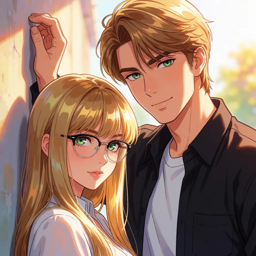 hentai anime art, Девушка (165см) светло русые/светло желтые прической woolfcut зелёные глаза с очками форма (форма Round / Pantone)маленькая грудь
парень 183см светло русые/каштановые волосы с прической (wolf cut), которая плавно переходит в удлиненный малое коричные глаза з слегка лишним весом
девушка стоит у стены пока парень вставляет член, clean lineart, smooth cel shading, glossy highlights, saturated warm colour, drawn illustration, strikingly beautiful, radiant complexion, early twenties
