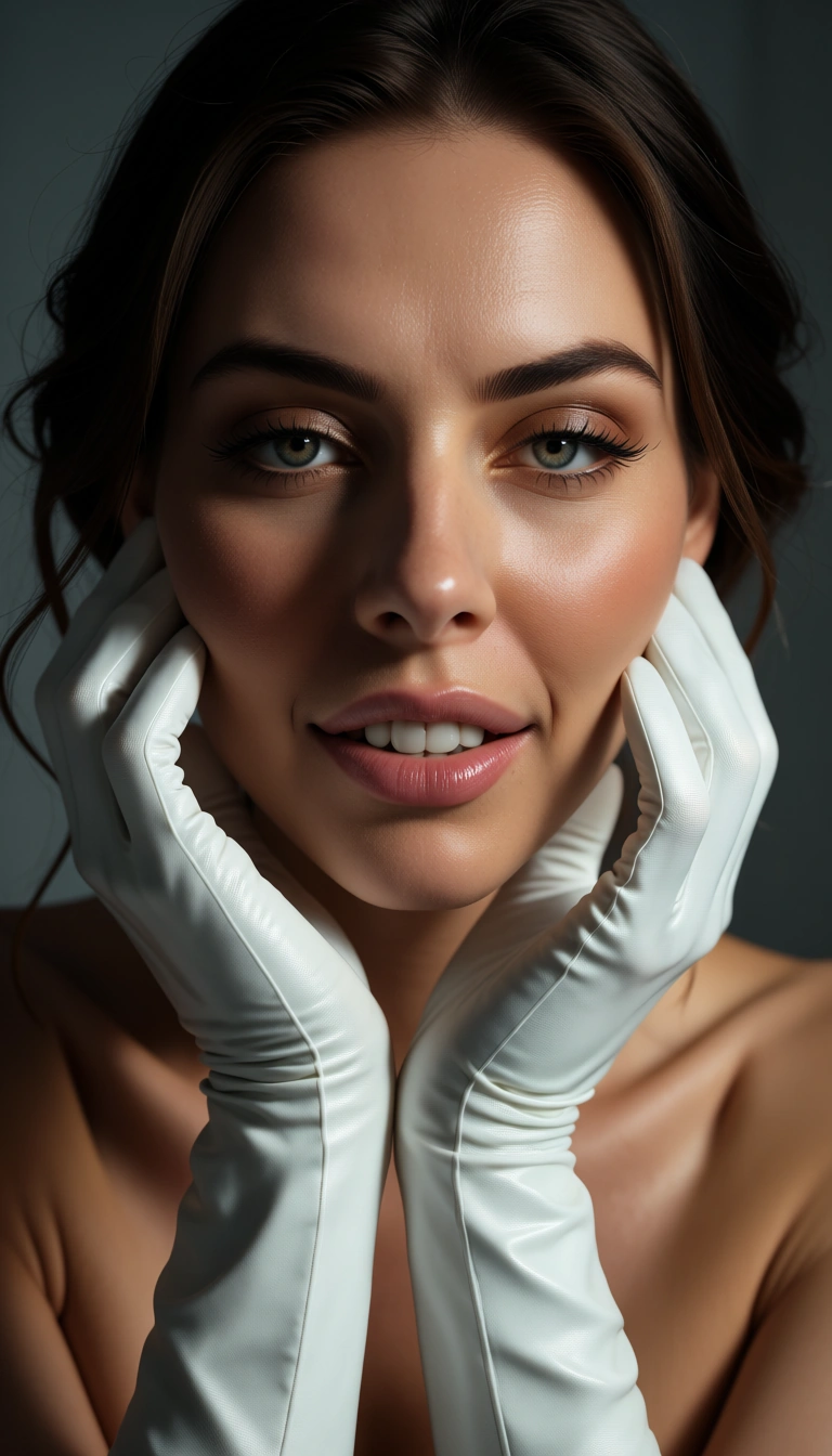 professional photo, high detail, solo, gloves, teasing, 8k uhd photo