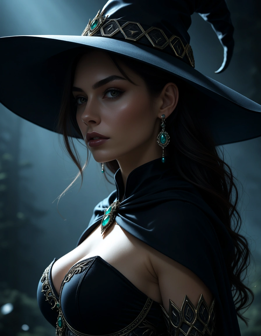 professional photo, high detail, witch, earrings, 69 position, moonlight, photorealistic, score_9, score_8, 3d render, octane render, subsurface scattering, ray tracing, smooth shading