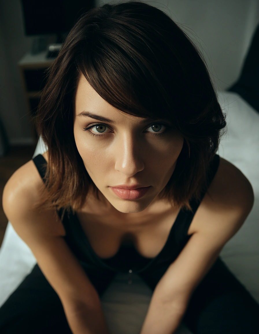 sharp focus, 8k uhd, 1other, swept bangs, pants, facesitting, golden hour, 8k uhd photo, score_9, score_8, candid photo, realistic skin texture, visible skin pores, film grain, depth of field