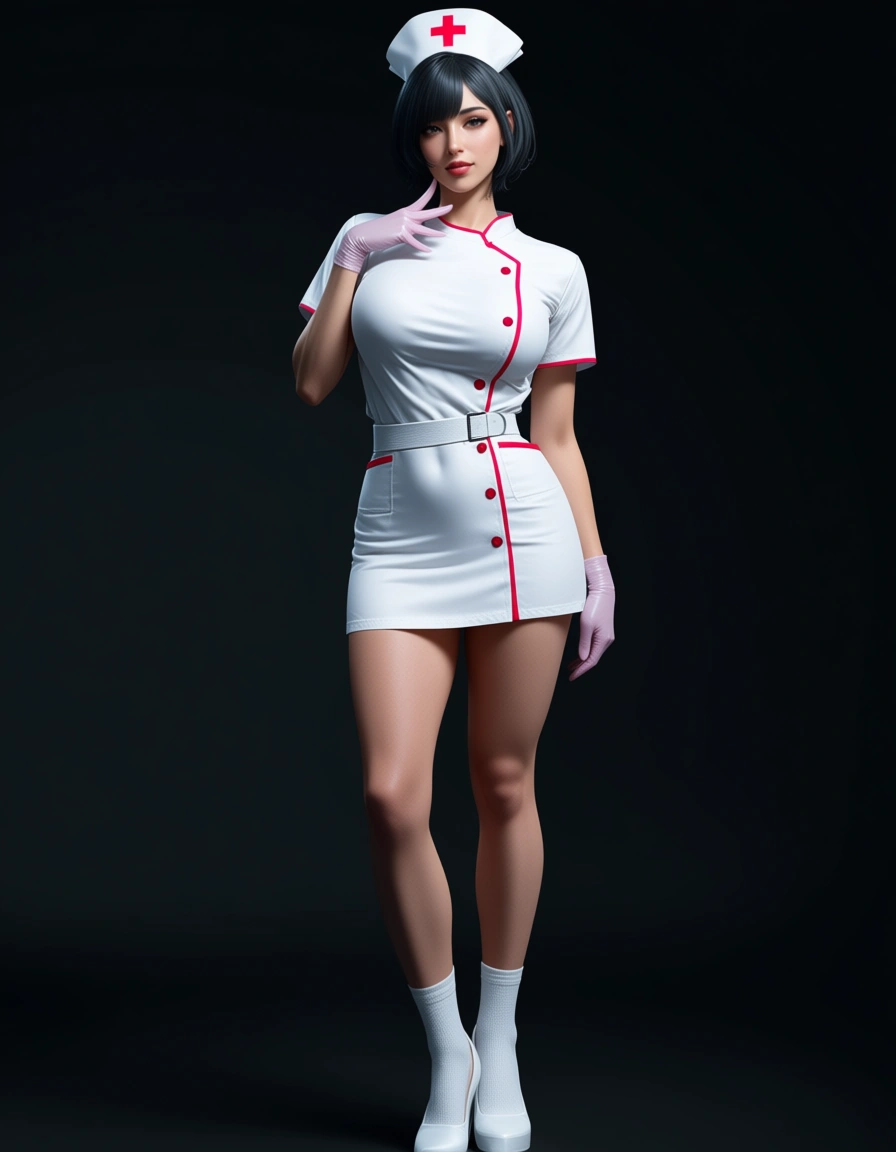 dslr, film grain, photorealistic, nurse, short hair, socks, bondage, RAW photo, hentai_studio_quality