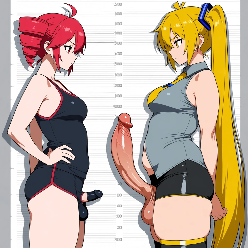 Huge and fat penis, huge balls, kasane_teto, hatsune_miku, akita neru, futanari, penis_size_difference, , athletic, plump, height difference, huge_penis, huge_ass, small_ass, small_penis, plump, breasts_size_difference, penis_size_comporision, size_chart, comparing_penis, measuring_height, (anime style:1.3), 2d, anime screencap, cel shading, flat color, @00osamio00