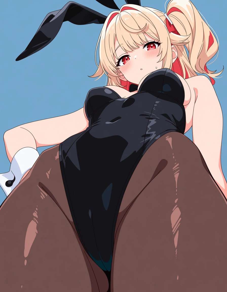 absurdres, highres, bunny girl, creampie, petite adult woman, side ponytail, visual novel art, (anime style:1.3), 2d, anime screencap, cel shading, flat color