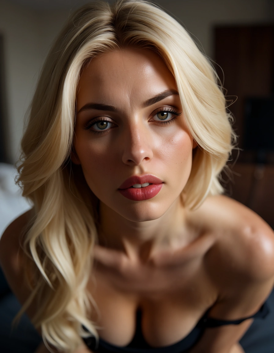 blonde_hair blowjob college, score_9, score_8, candid photo, realistic skin texture, visible skin pores, film grain, depth of field