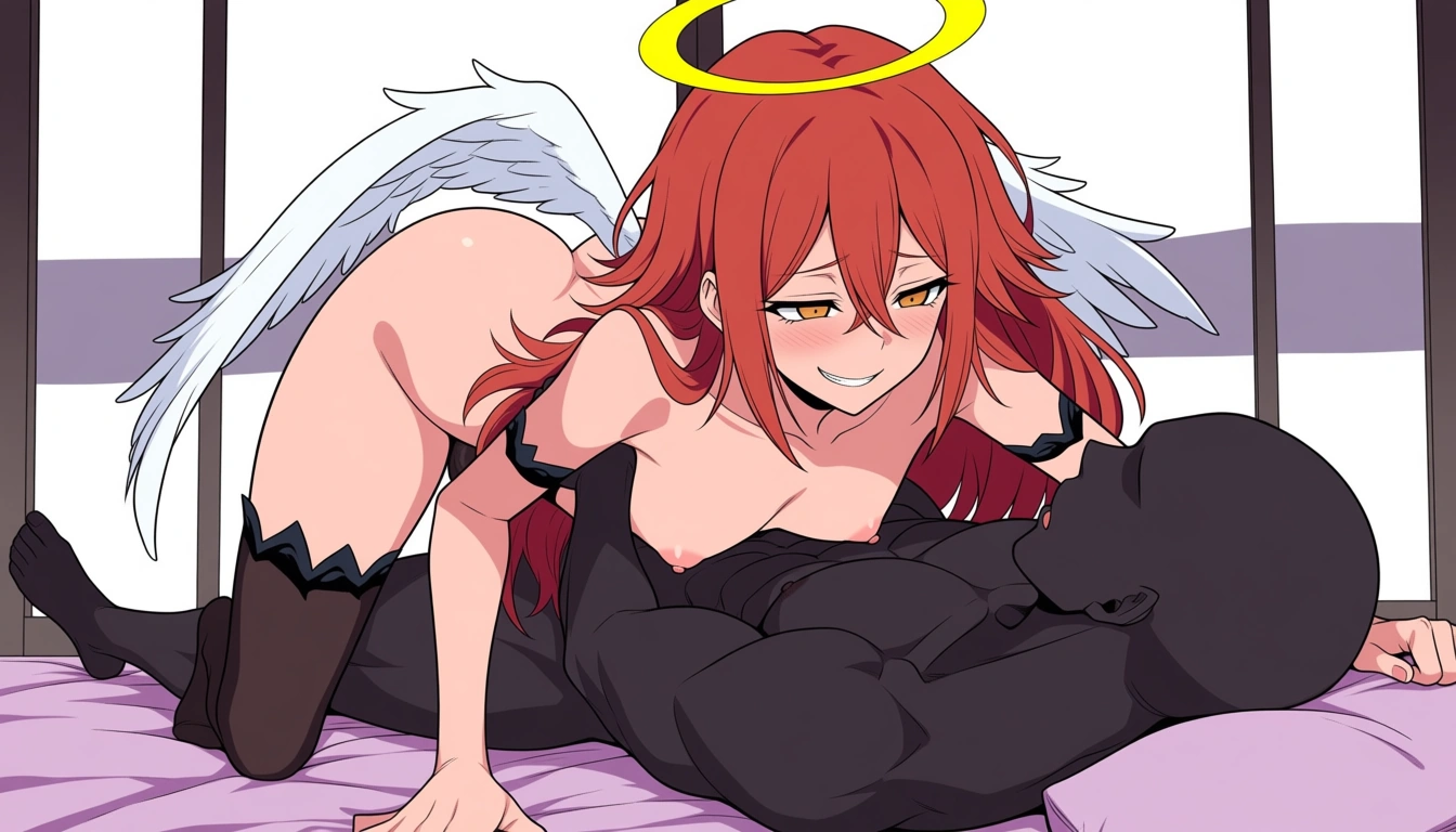(anatomically_correct:1.5)
(Chainsaw_Man_style)
Tatsuki_Fujimoto_style
(Chainsaw_Man_anime_style)
in_the_style_of_Chainsaw_Man
(Chainsaw_Man_anime_screencap)
MAPPA_Chainsaw_Man_style
Angel_Devil_(Chainsaw_Man)
femboy_(angel_devil)
(otoko_no_ko, gay, yaoi, femboy, male, red_hair, long_hair, angel_wings, halo, on_bed, interracial, bald_faceless_male)
(interracial_gay_anal_sex_with_black-skinned_black_male_with_big_black_penis:1.2)
cowgirl_position, naughty_horny_smirk, deep_penetration