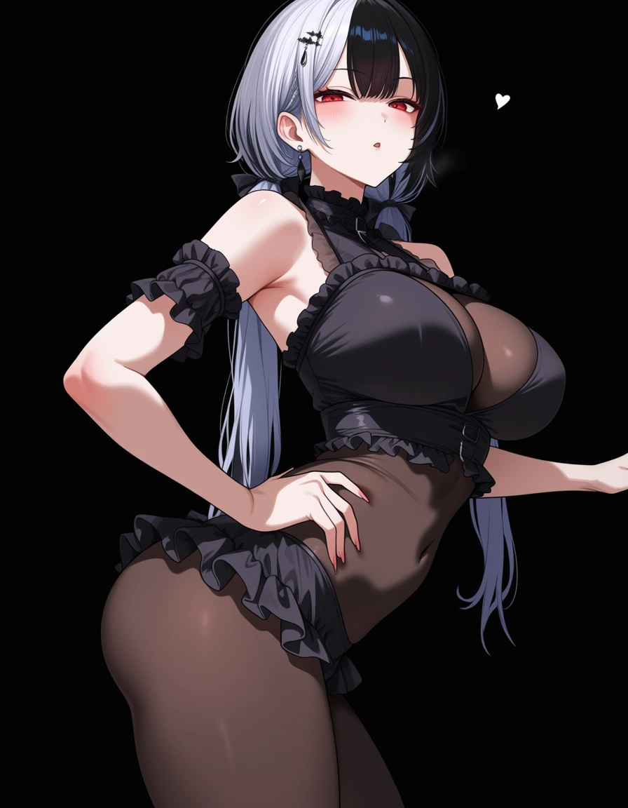 masterpiece, clean art, solo female, frills, creampie, seductive look, detailed shading, hentai_studio_quality