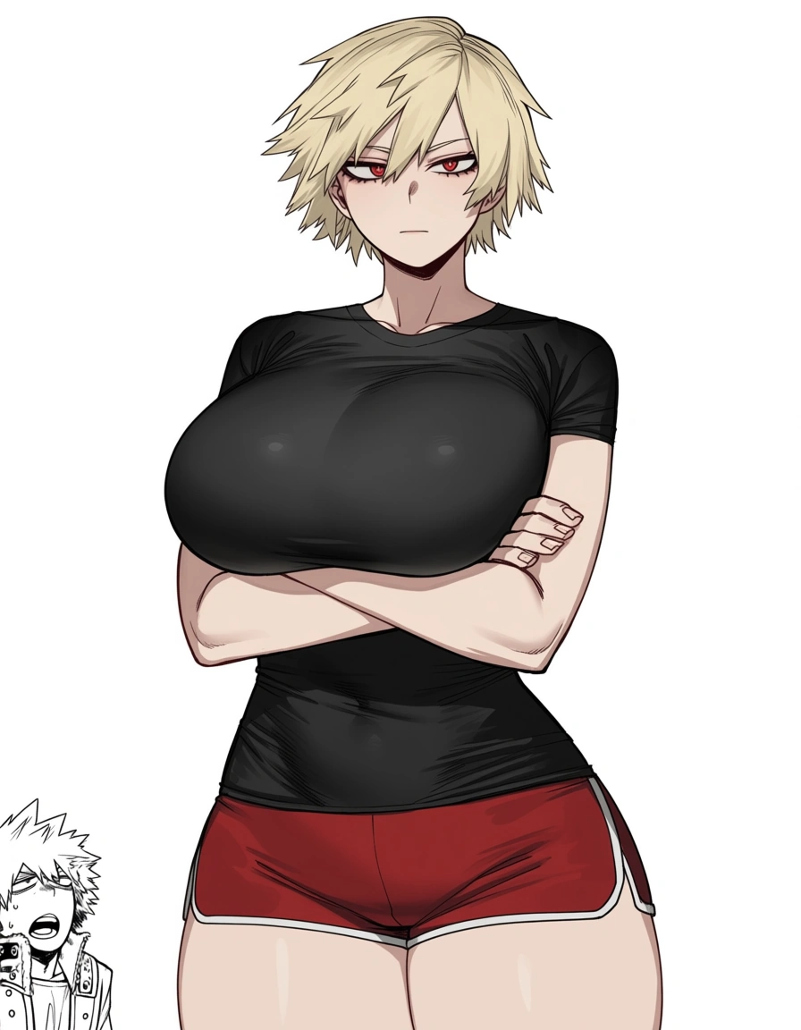 looks like she's 40 years old  ,Mature female ,Mitsuki Bakugo, My Hero Academia, Tight black short shirt, red shorts, thick thighs and huge breasts, 1 woman, solo focus, arms crossed, serious look, white background 




[ratatatat74] Bad Ending Party,, hentai_studio_quality, hentai_studio_quality, hentai_studio_quality, hentai_studio_quality
