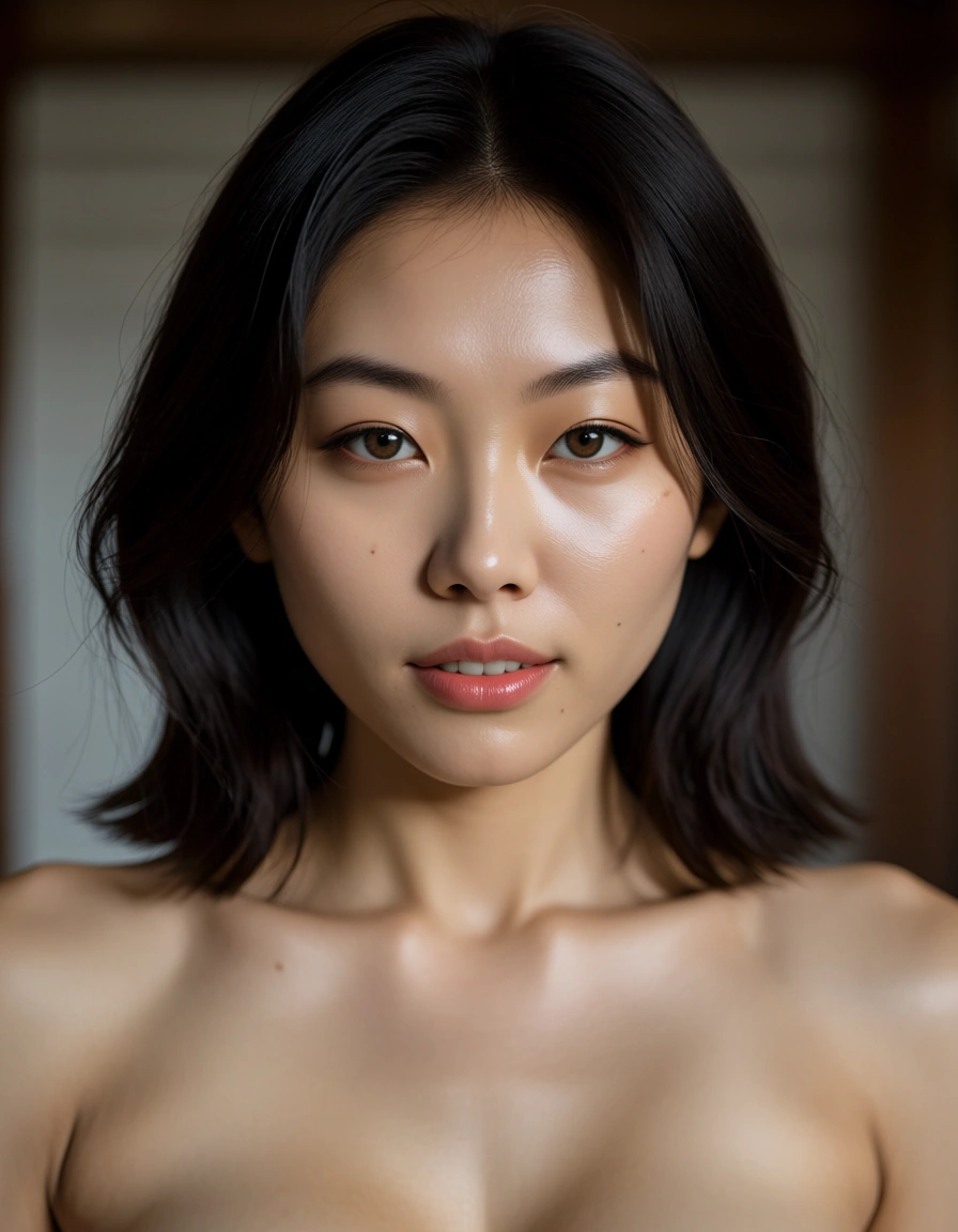 , nude girl, anime, Asian,, score_9, score_8, candid photo, realistic skin texture, visible skin pores, film grain, depth of field