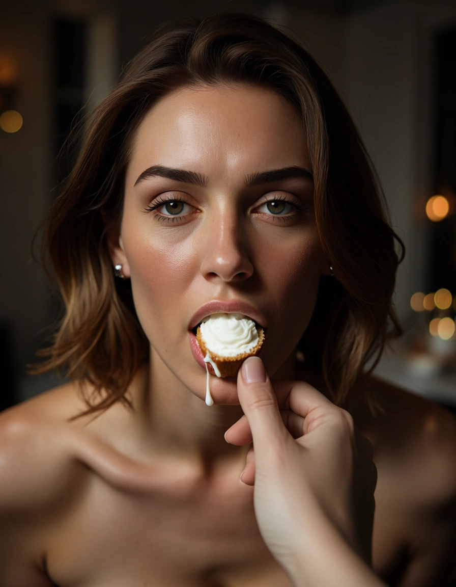 dslr, film grain, photorealistic, solo focus,drinking her sqirt and being cream pie, score_9, score_8, candid photo, realistic skin texture, visible skin pores, film grain, depth of field