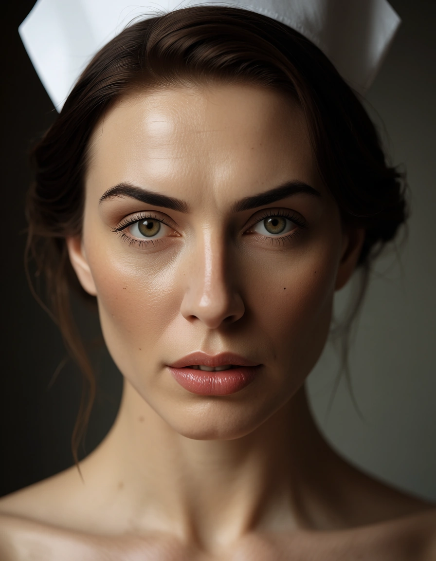 Bondage nurse, score_9, score_8, candid photo, realistic skin texture, visible skin pores, film grain, depth of field, score_9, score_8, candid photo, realistic skin texture, visible skin pores, film grain, depth of field
