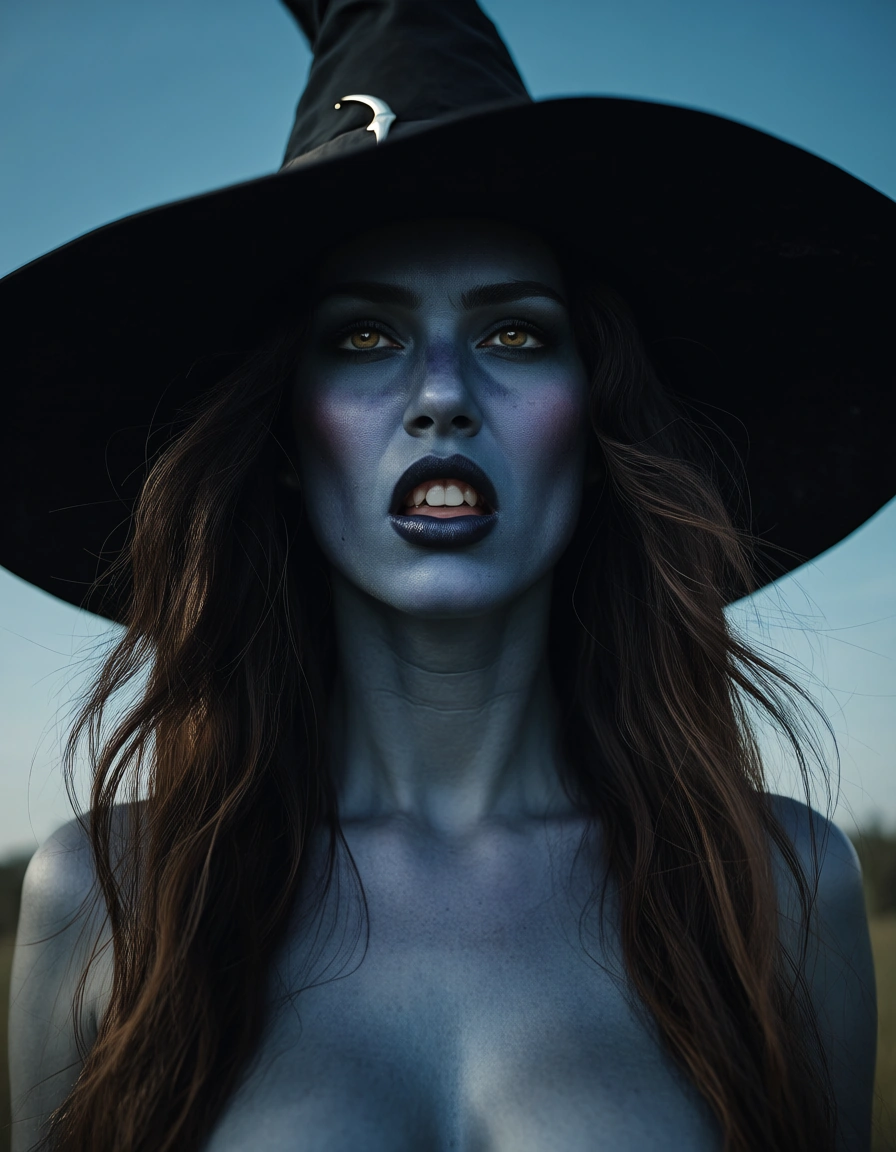 cinematic photo, 8k, witch, futanari, colored skin, sky, intense passion, natural skin texture, score_9, score_8, candid photo, realistic skin texture, visible skin pores, film grain, depth of field