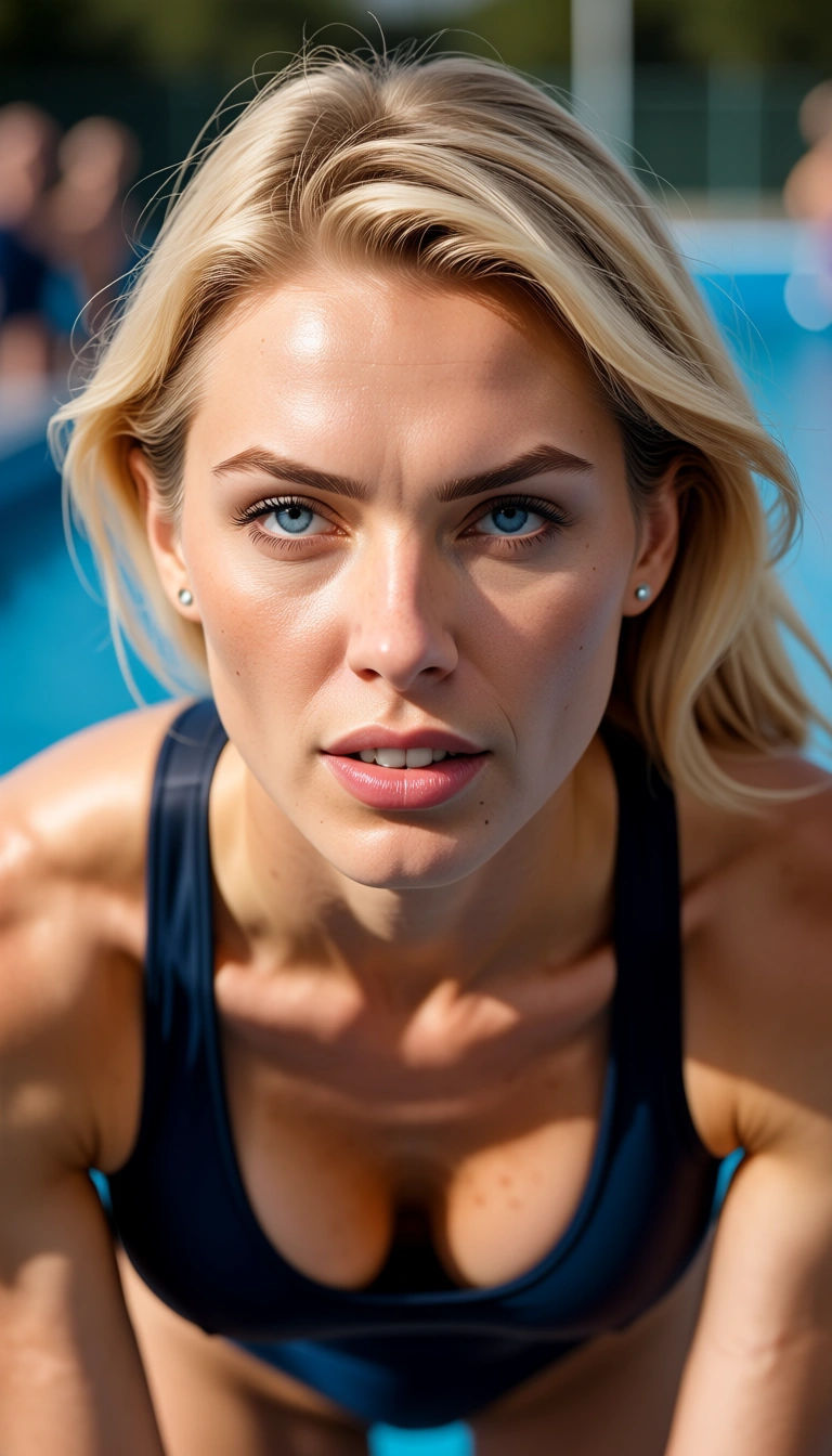Blond hair blue eyes athletic getting a creampie