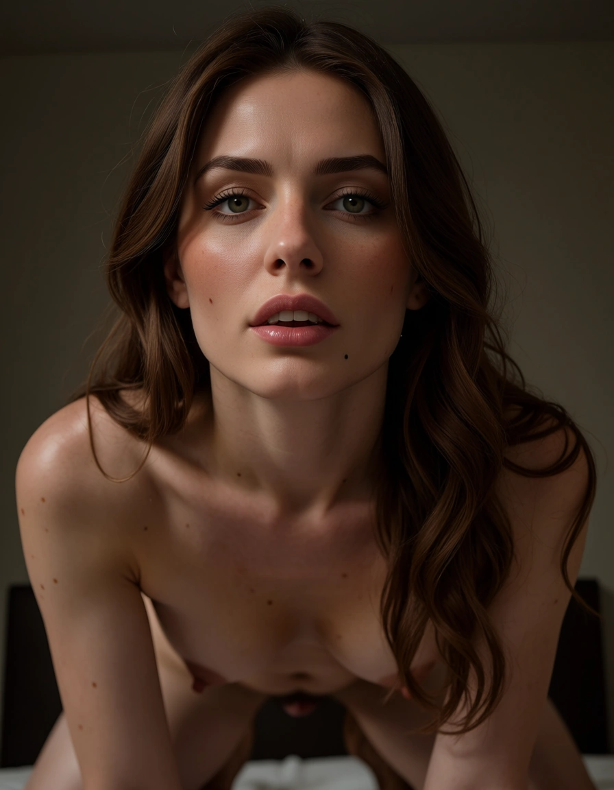 dslr, film grain, photorealistic, princess, on all fours, mole, simple background, 8k uhd photo, nude, sex, score_9, score_8, amateur photo, phone snapshot, realistic skin texture, skin blemishes, soft indoor lighting