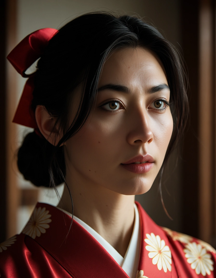 best quality, hyperrealistic, 1other, hair ribbon, japanese clothes, creampie, film photography, score_9, score_8, candid photo, realistic skin texture, visible skin pores, film grain, depth of field