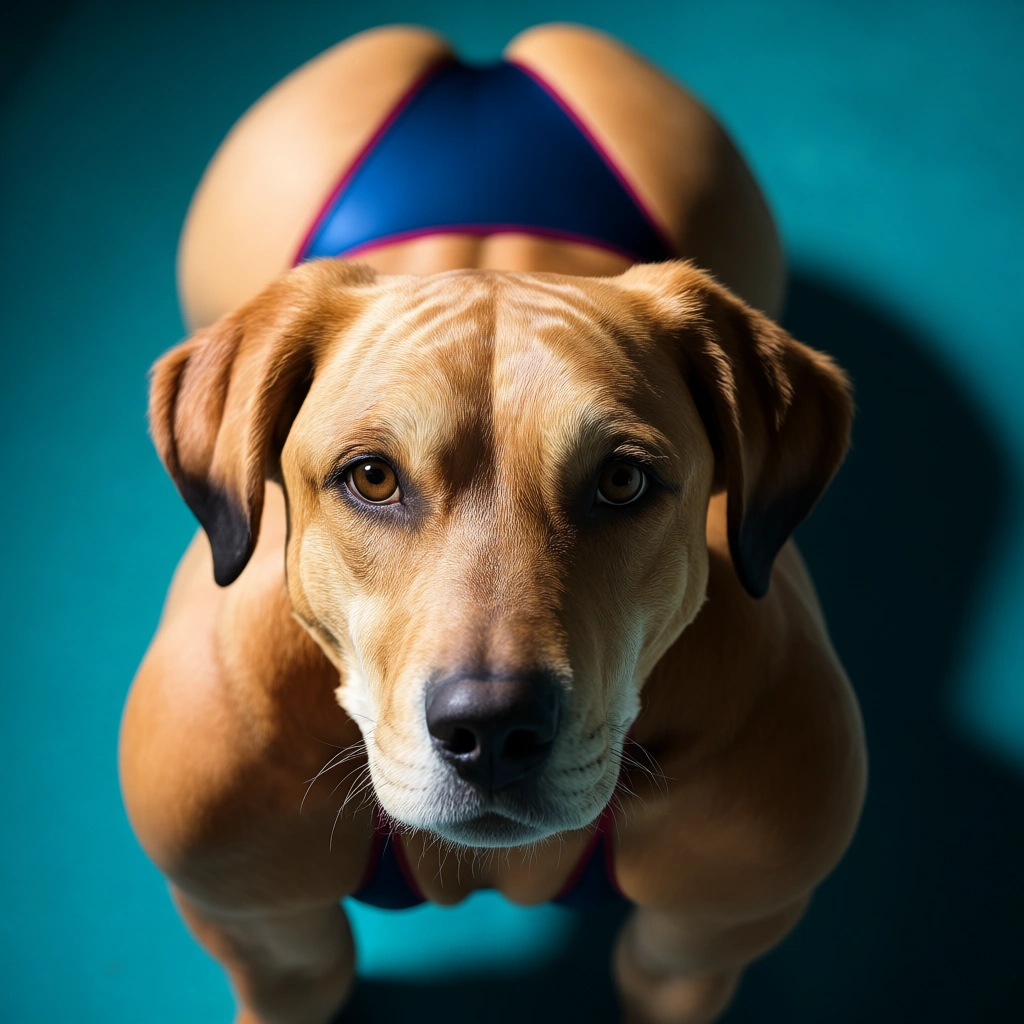 professional photo, high detail, 1other, animal ears, swimsuit, doggy style, from above, lifelike render, score_9, score_8, candid photo, realistic skin texture, visible skin pores, film grain, depth of field