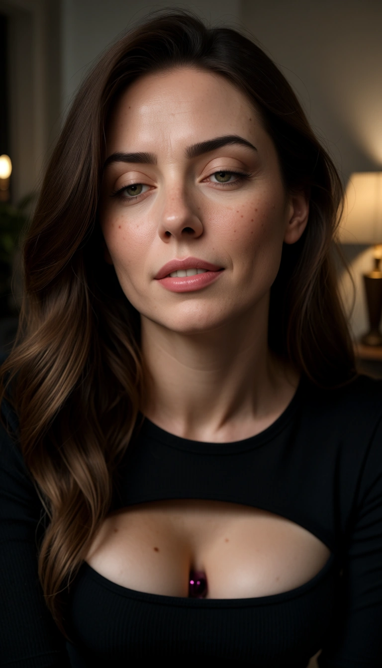 8k, sharp focus, detailed skin, portrait, cleavage_cutout , masturbation, anal_object_insertion standing_sex , relaxed mood, studio photo