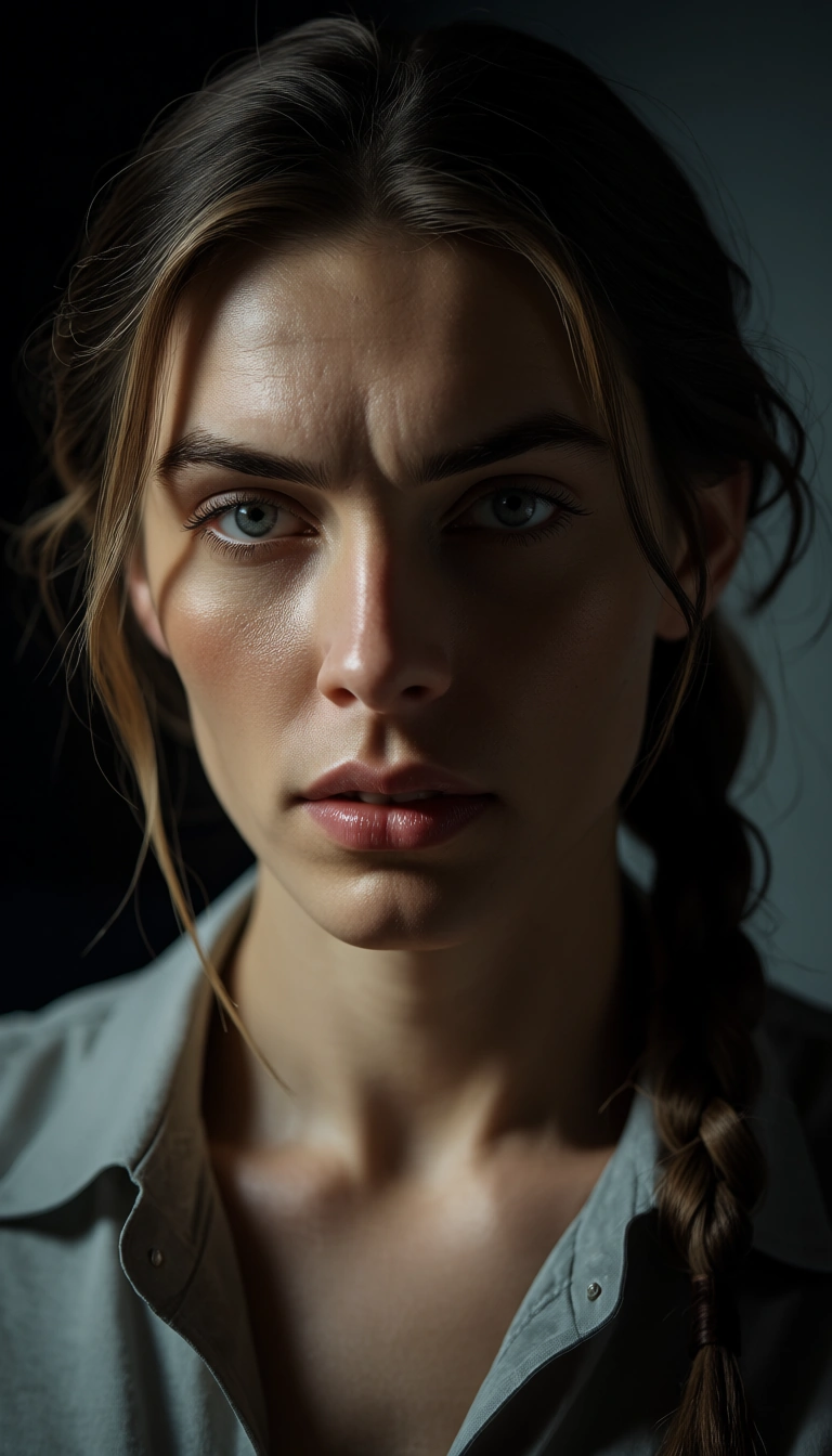 8k, sharp focus, detailed skin, 1boy, braid, shirt, creampie, dramatic lighting, natural skin texture