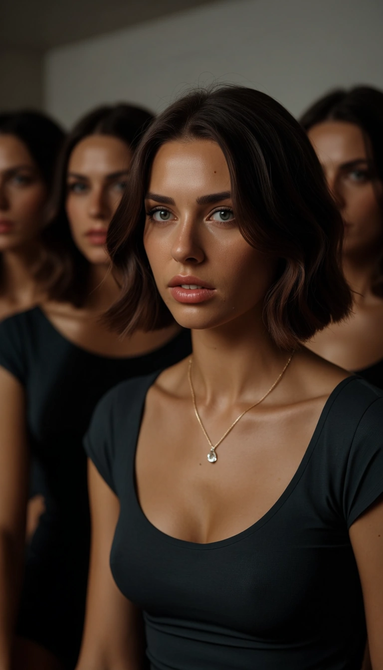 studio quality, sharp focus, 5girls, short hair, short sleeves, bondage, dslr quality