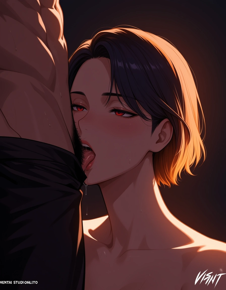 highres, vivid, couple fellatio , nude, doujin style, hentai_studio_quality, hentai_studio_quality