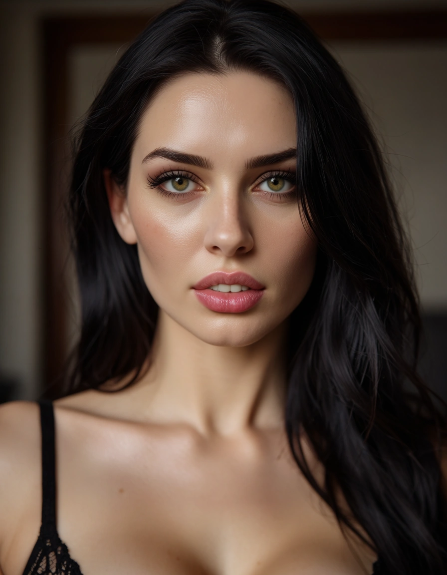 Erstelle eine busty goth baddie mit großen brüsten und fetten arsch nackt wie sie liegent gefickt wird, score_9, score_8, candid photo, realistic skin texture, visible skin pores, film grain, depth of field