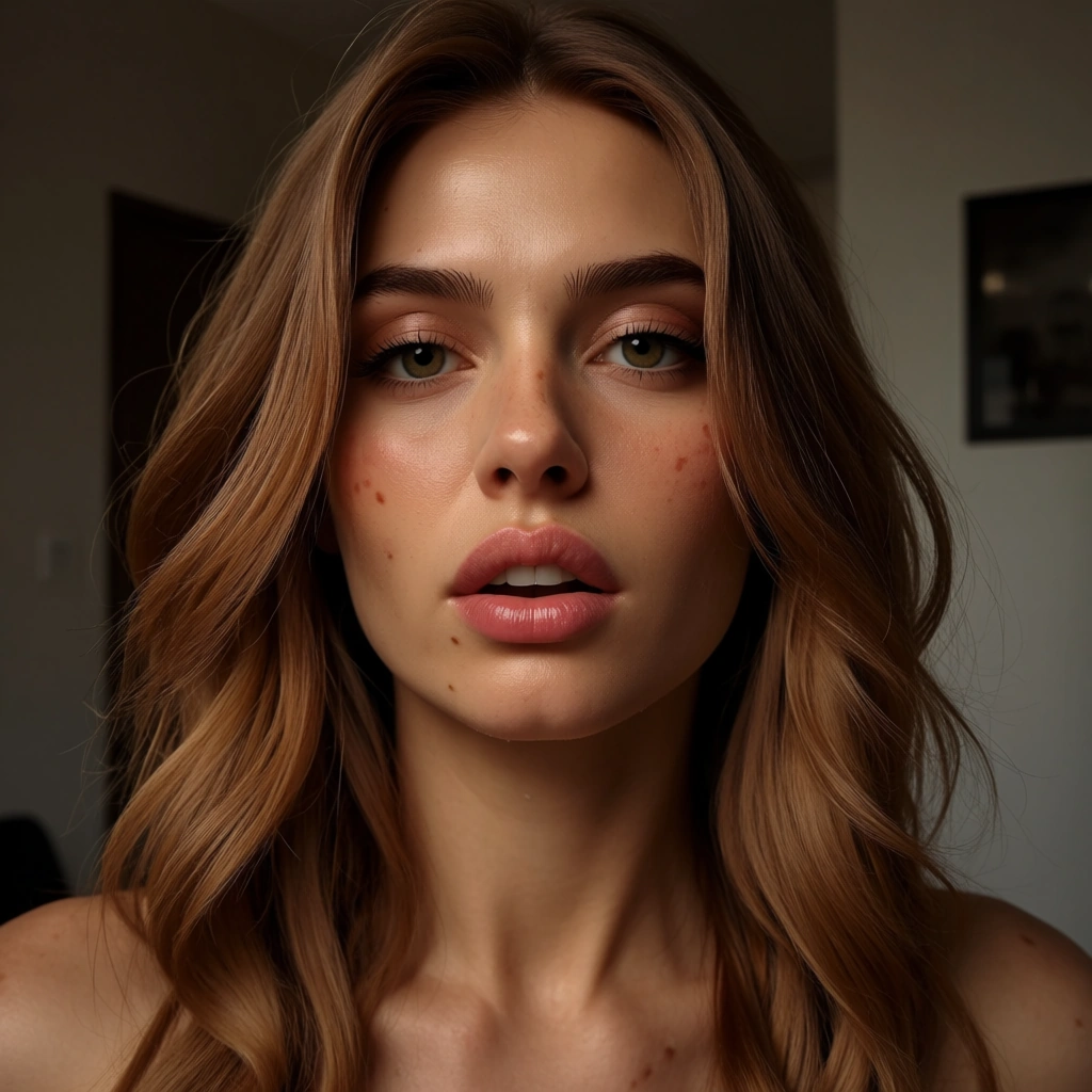 chica rubia con pelo largo dada vueltaa desnuda mirando por una ventana, score_9, score_8, amateur photo, phone snapshot, realistic skin texture, skin blemishes, soft indoor lighting
