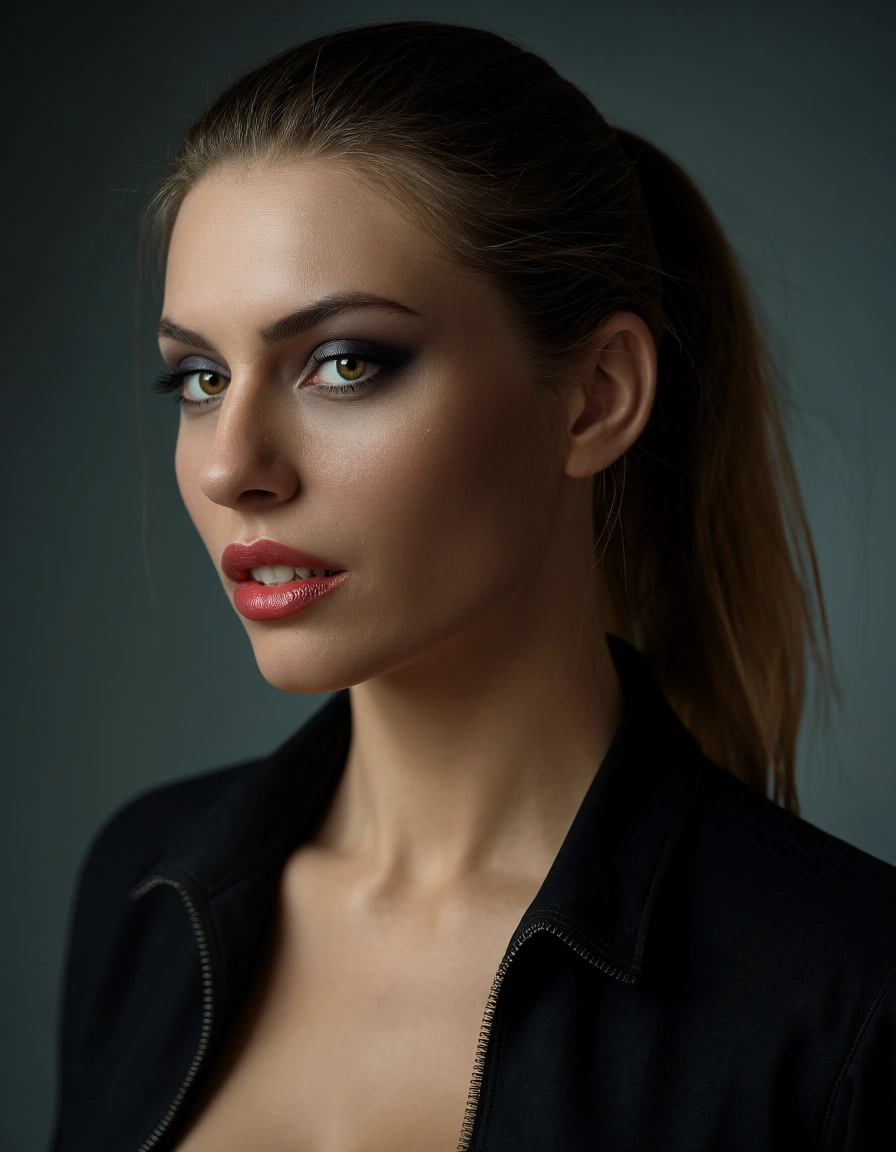 professional photo, high detail, succubus, ponytail, open clothes, facesitting, backlit, lifelike render, score_9, score_8, candid photo, realistic skin texture, visible skin pores, film grain, depth of field
