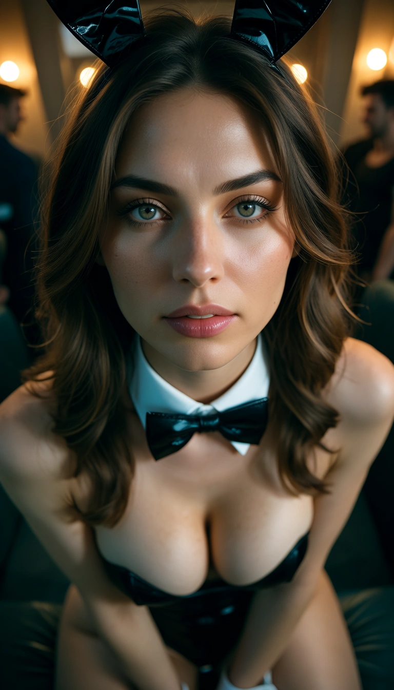 sharp focus, 8k uhd, solo focus, medium breasts, bowtie, reverse cowgirl, sunlight, from above, ambient glow, dslr quality