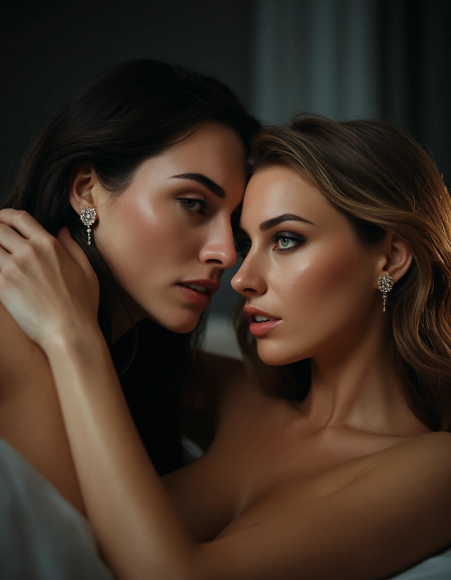 sharp focus, 8k uhd, couple, jewelry, 69 position, golden hour, hyperrealistic, score_9, score_8, candid photo, realistic skin texture, visible skin pores, film grain, depth of field