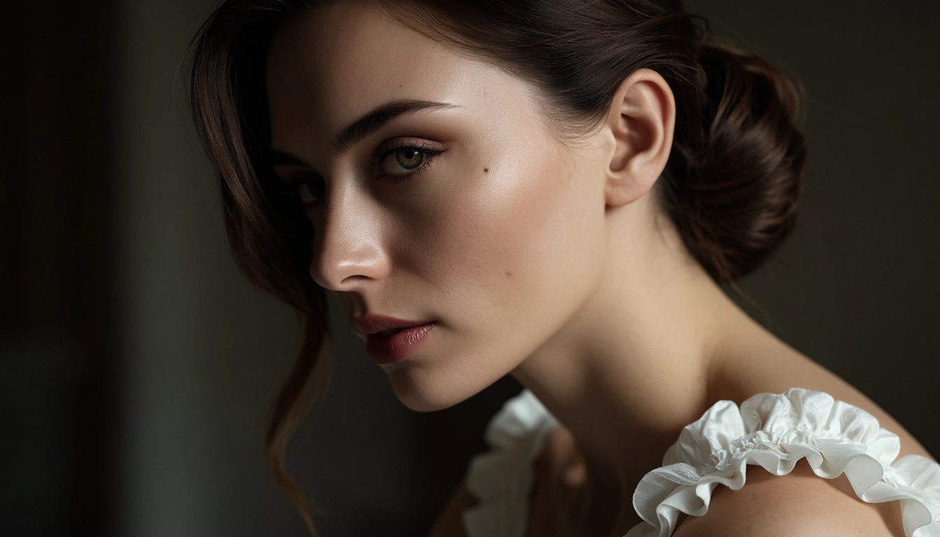 dslr, film grain, photorealistic, solo female, petite adult woman, frills, facesitting, side view, natural skin texture, score_9, score_8, candid photo, realistic skin texture, visible skin pores, film grain, depth of field