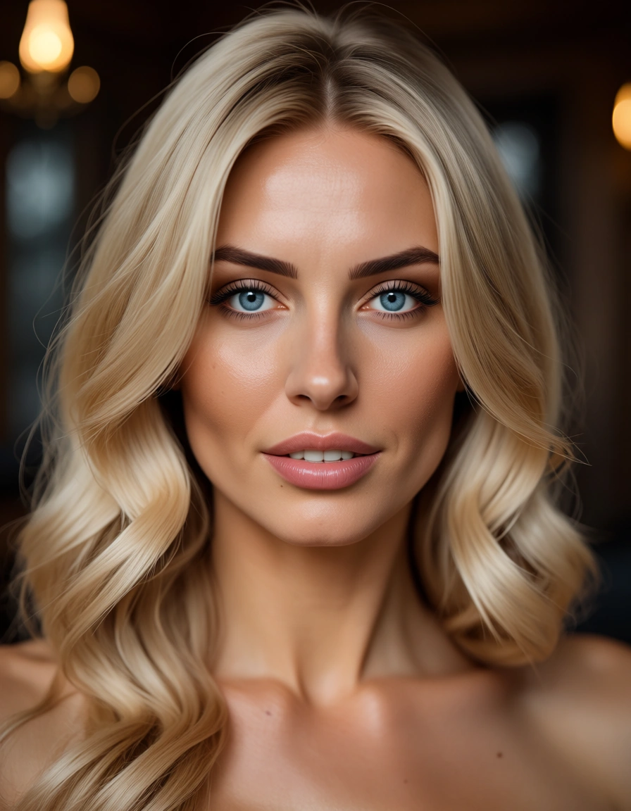 G a beautiful loyal blonde hair blue eyed wife takes her husband R and his friend Klaus at the same time., score_9, score_8, candid photo, realistic skin texture, visible skin pores, film grain, depth of field