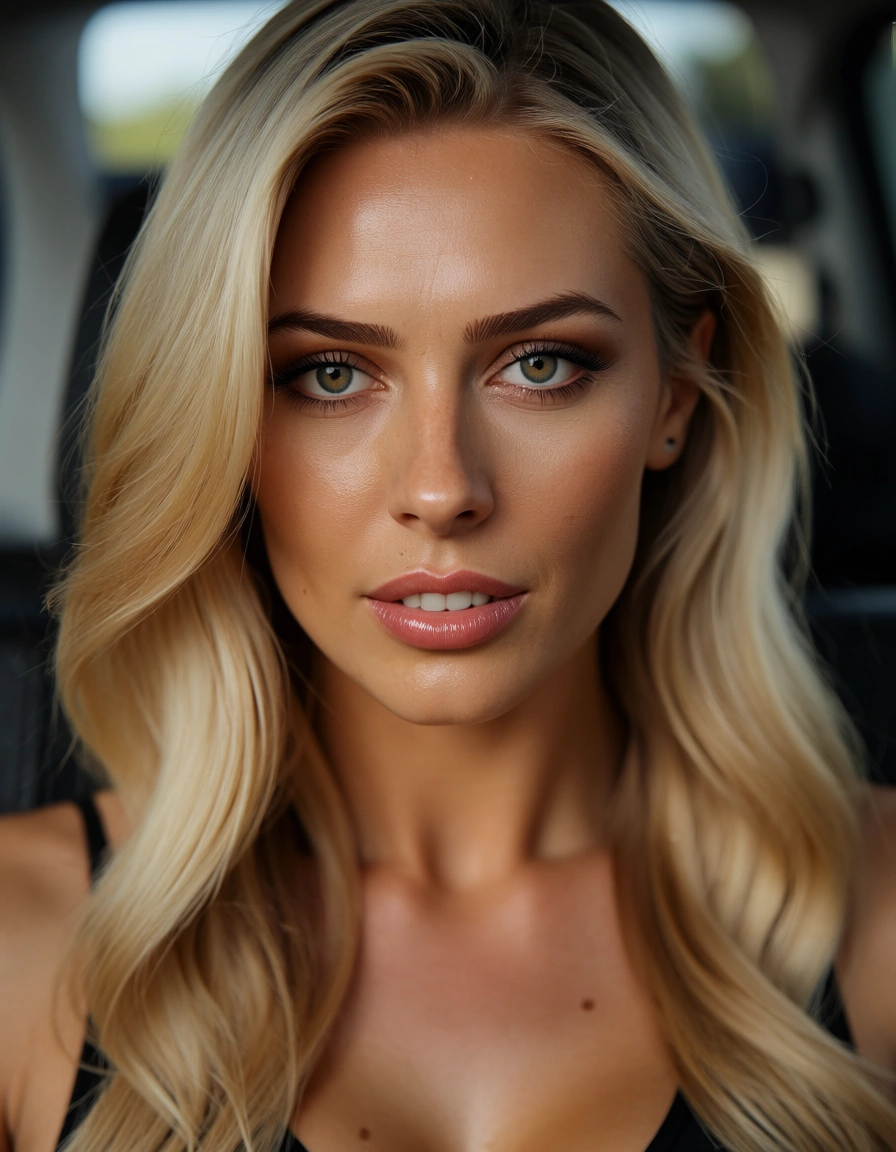 frau ca 55 jahre alt sehr sportlich blonde lockige haare kleine feste brüste mit sehr großen nippel sitzt auf dem bett sehr schlanke durchtrainierte beie und highheels an, score_9, score_8, candid photo, realistic skin texture, visible skin pores, film grain, depth of field