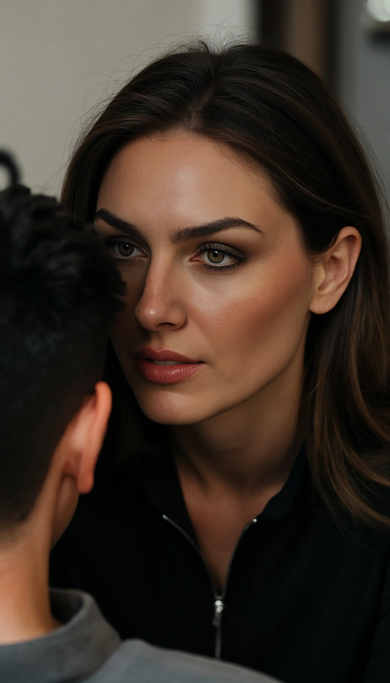 A woman face sitting a boy in a mixed competitive mixed wrealting