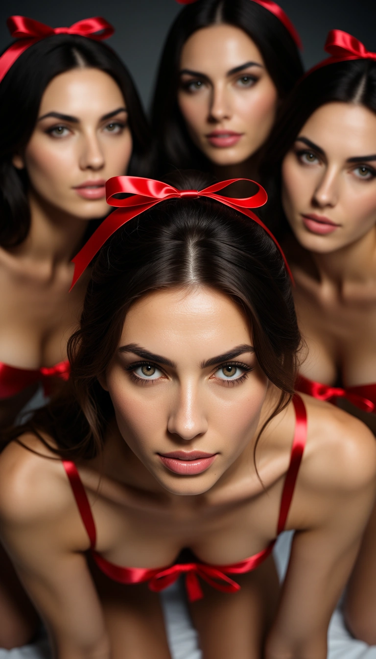 professional photo, high detail, multiple women, ribbon, doggy style, RAW photo