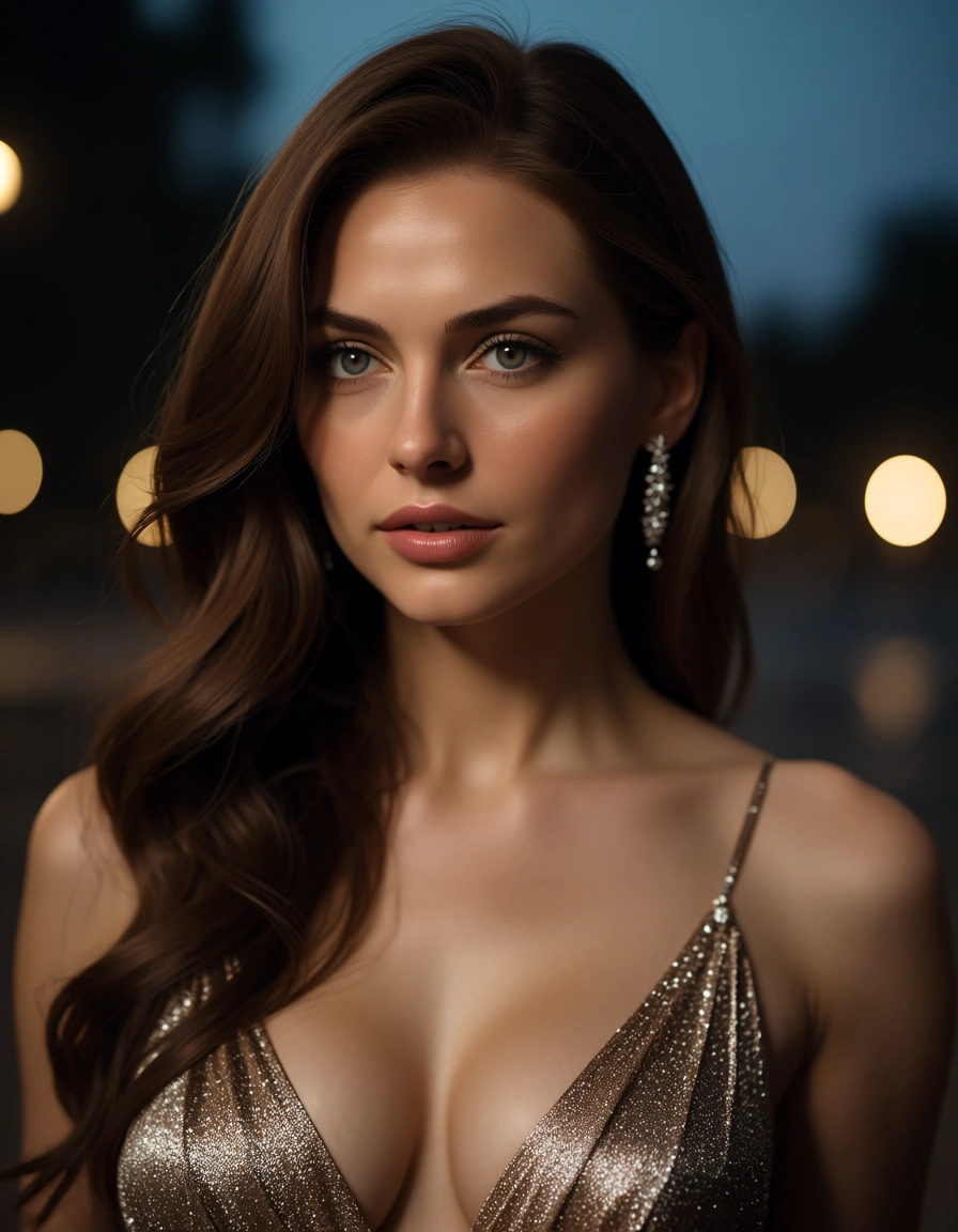 ultra HD, lifelike, solo female, evening gown, creampie, cinematic realism, score_9, score_8, candid photo, realistic skin texture, visible skin pores, film grain, depth of field
