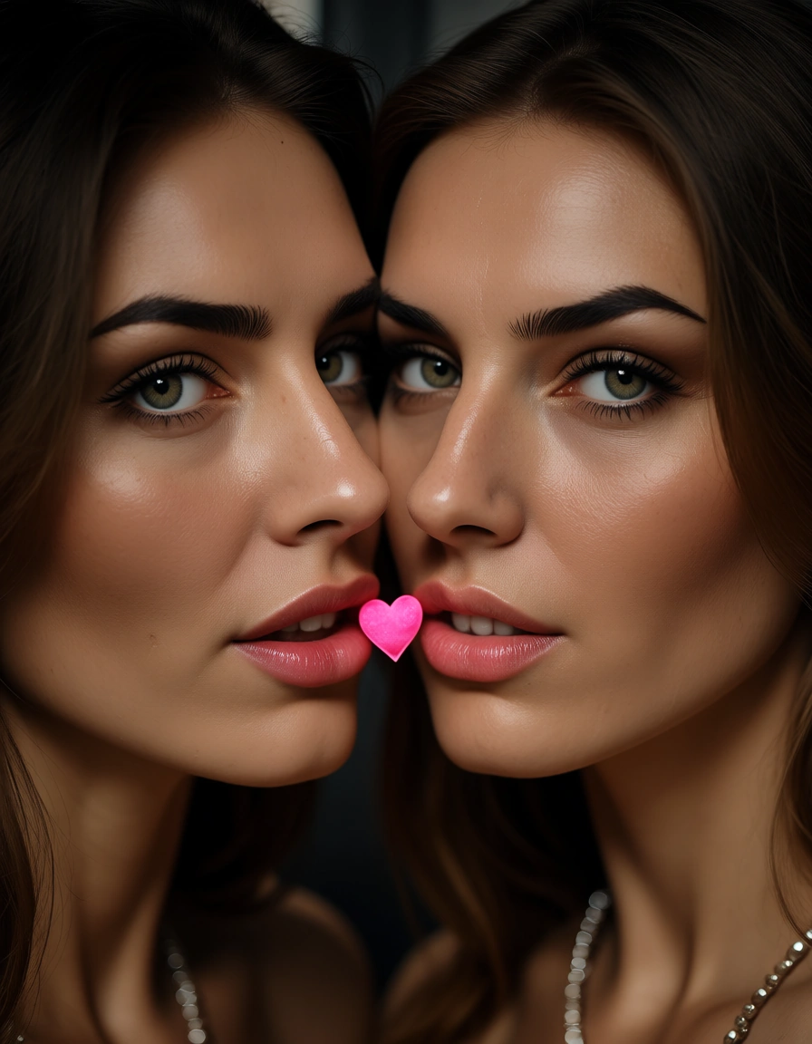 professional photo, high detail, multiple women, heart, facesitting, film photography, score_9, score_8, candid photo, realistic skin texture, visible skin pores, film grain, depth of field