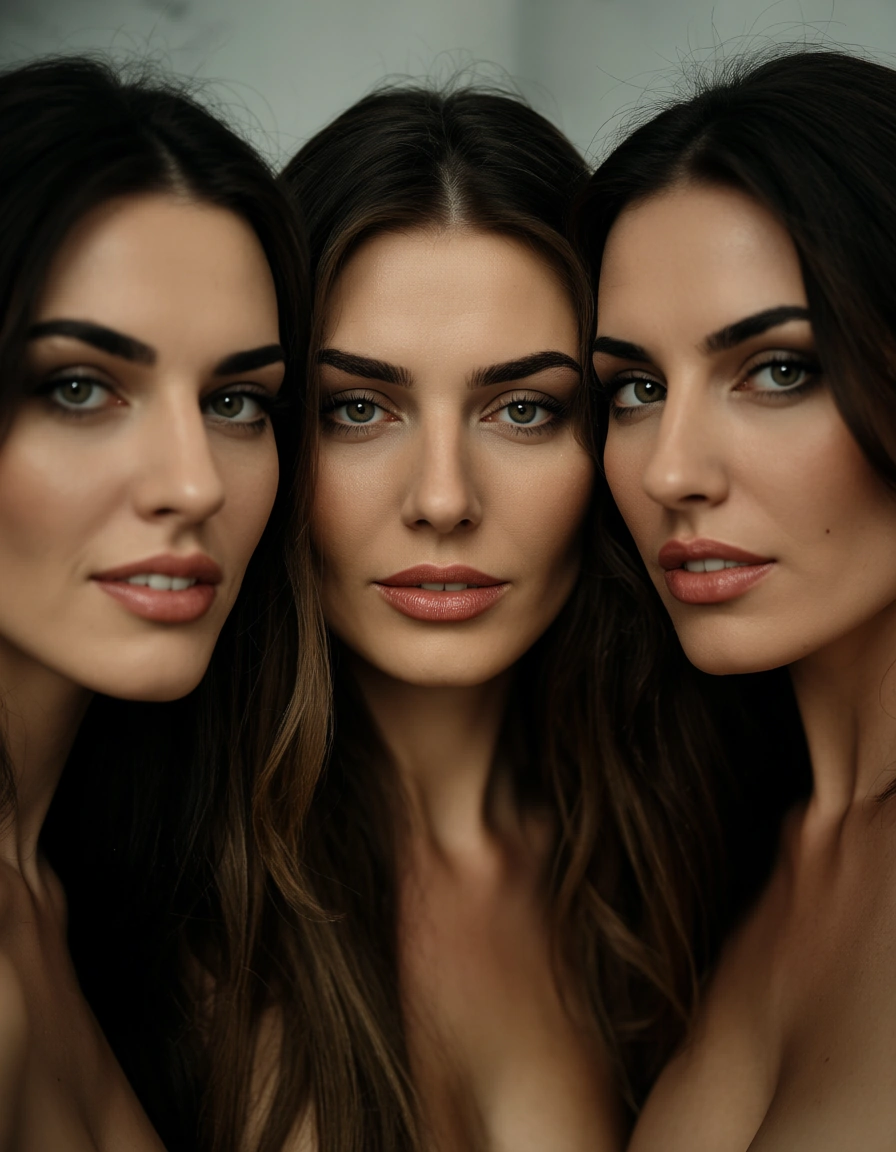 ultra realistic, three women in 30s at a pa, score_9, score_8, candid photo, realistic skin texture, visible skin pores, film grain, depth of field