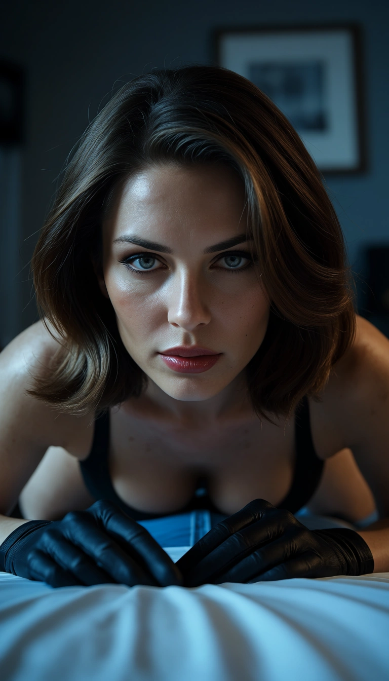 sharp focus, 8k uhd, office office_lady , medium hair, gloves, 69 position, moonlight, natural skin texture