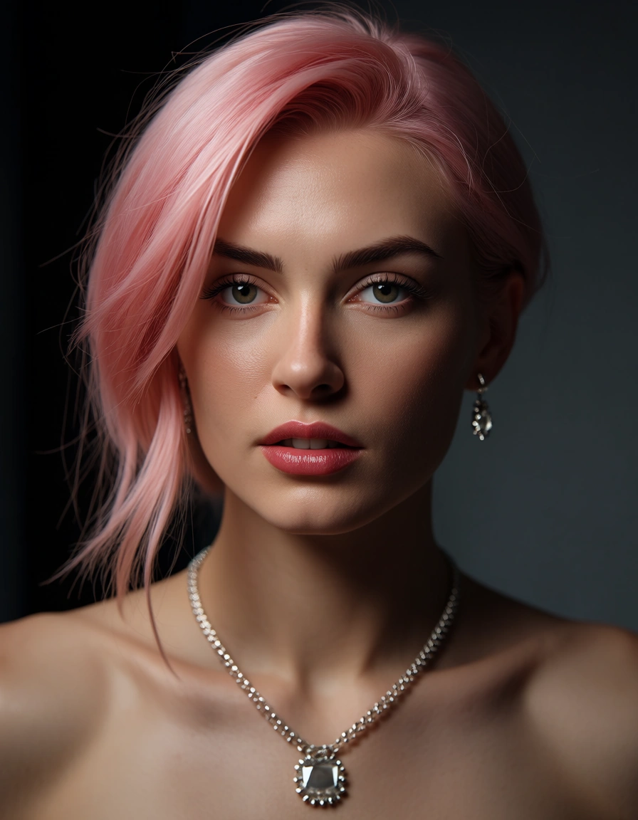 studio quality, sharp focus, milf, pink hair, jewelry, bondage, studio lighting, lifelike render, score_9, score_8, candid photo, realistic skin texture, visible skin pores, film grain, depth of field