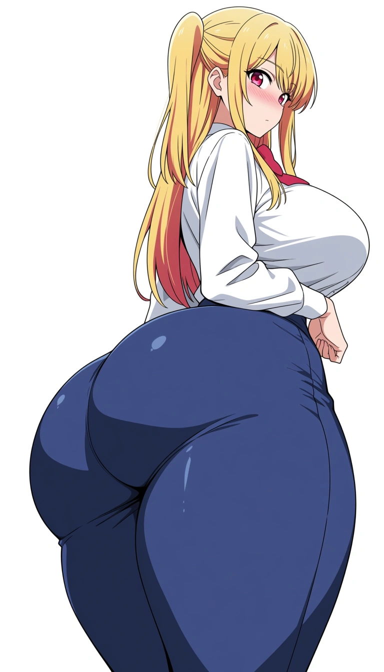 Hoshino ruby, big breasts, gigantic ass, school_uniform, The girl took off the man’s pants, gigantic ass