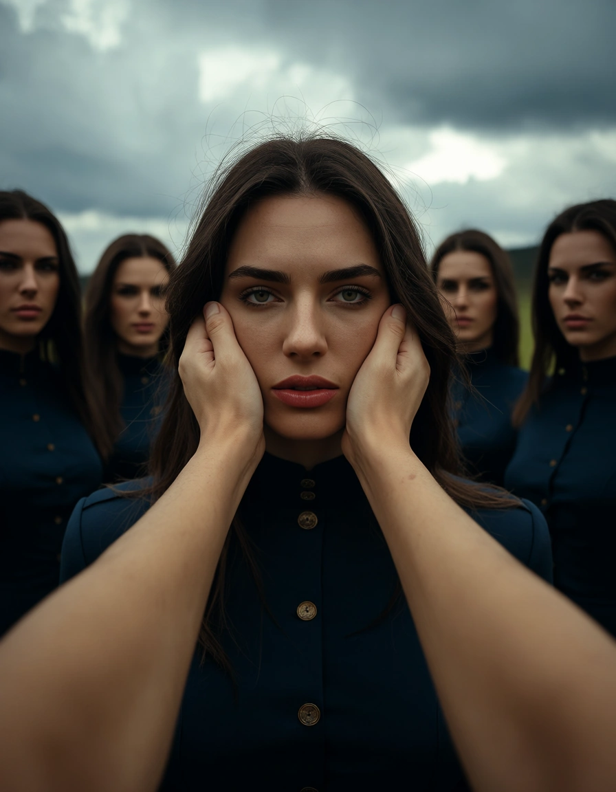 sharp focus, 8k uhd, POV, 5girls, bondage, buttons, cloudy sky, dslr quality, score_9, score_8, candid photo, realistic skin texture, visible skin pores, film grain, depth of field