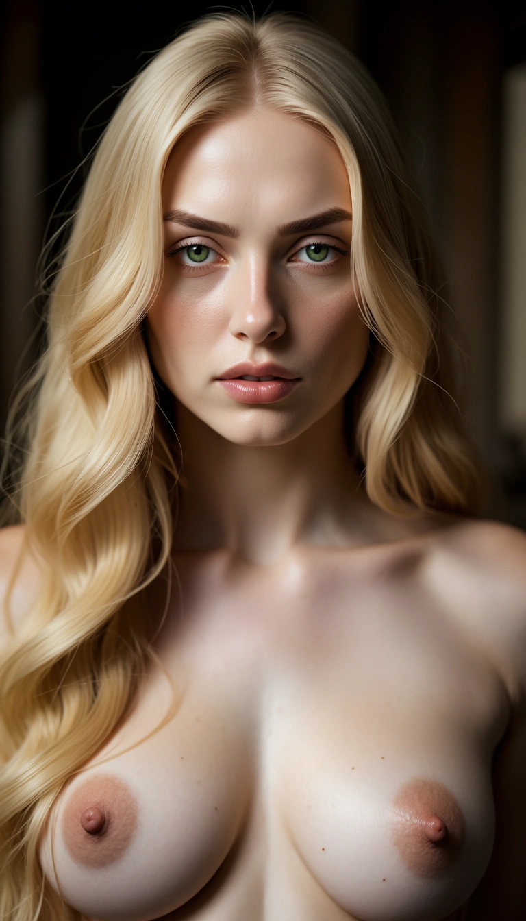Long blonde hair and green eyes. Beautiful. Pale skin. Holy Nun..getting fucked.