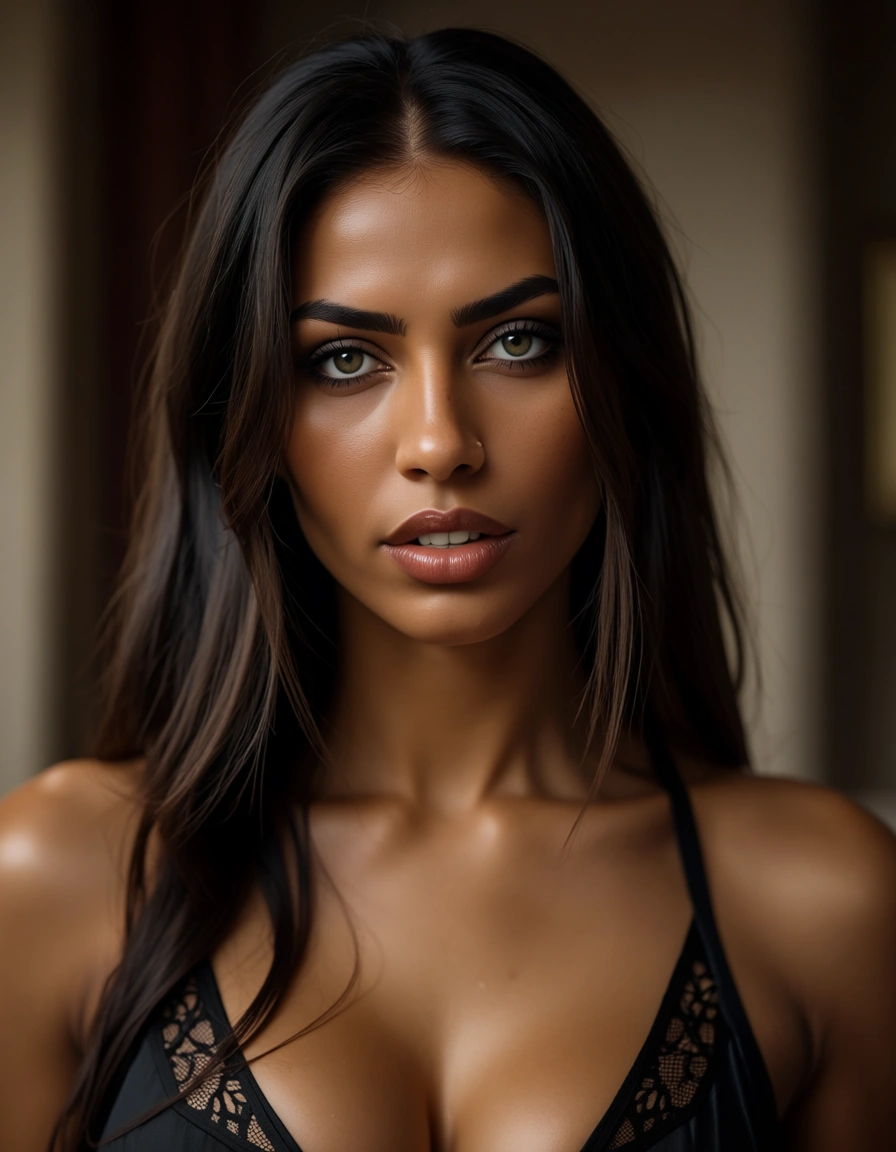 Arab lesbian, score_9, score_8, candid photo, realistic skin texture, visible skin pores, film grain, depth of field