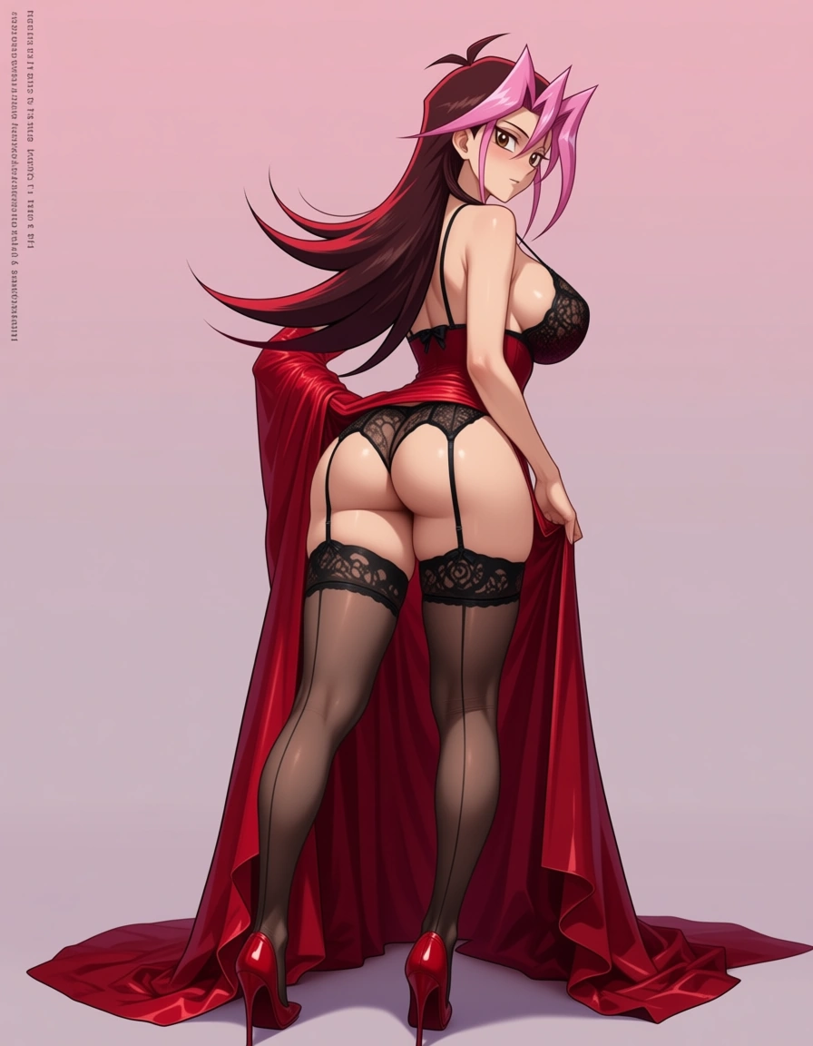 yoko sakaki from yu-gi-oh arc-v , lingerie , high heels, hentai_studio_quality