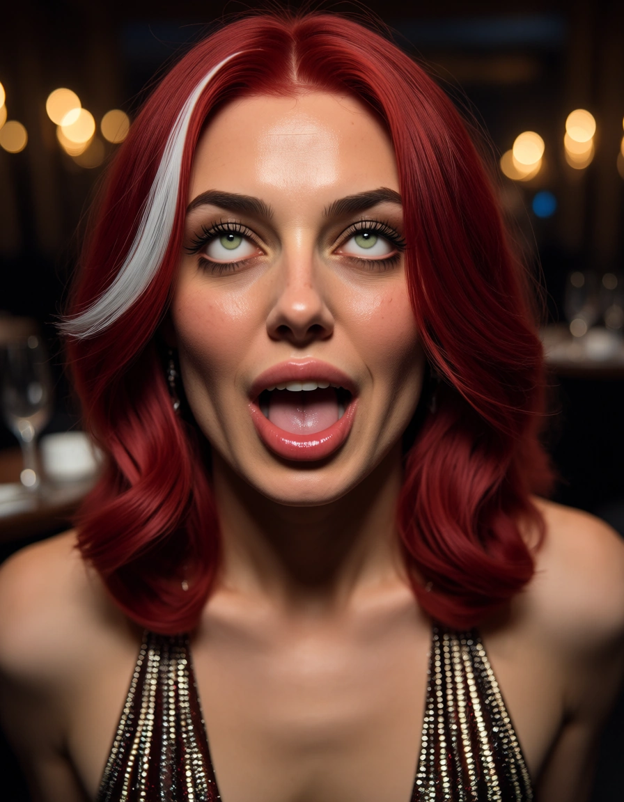 dslr, film grain, photorealistic, 2boys, streaked hair, cocktail dress, ahegao, hyperrealistic
red hair, score_9, score_8, candid photo, realistic skin texture, visible skin pores, film grain, depth of field