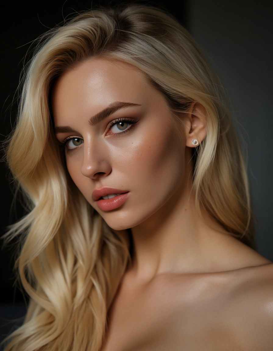 beautiful body and face blonde anime style vulpulptipus, score_9, score_8, candid photo, realistic skin texture, visible skin pores, film grain, depth of field