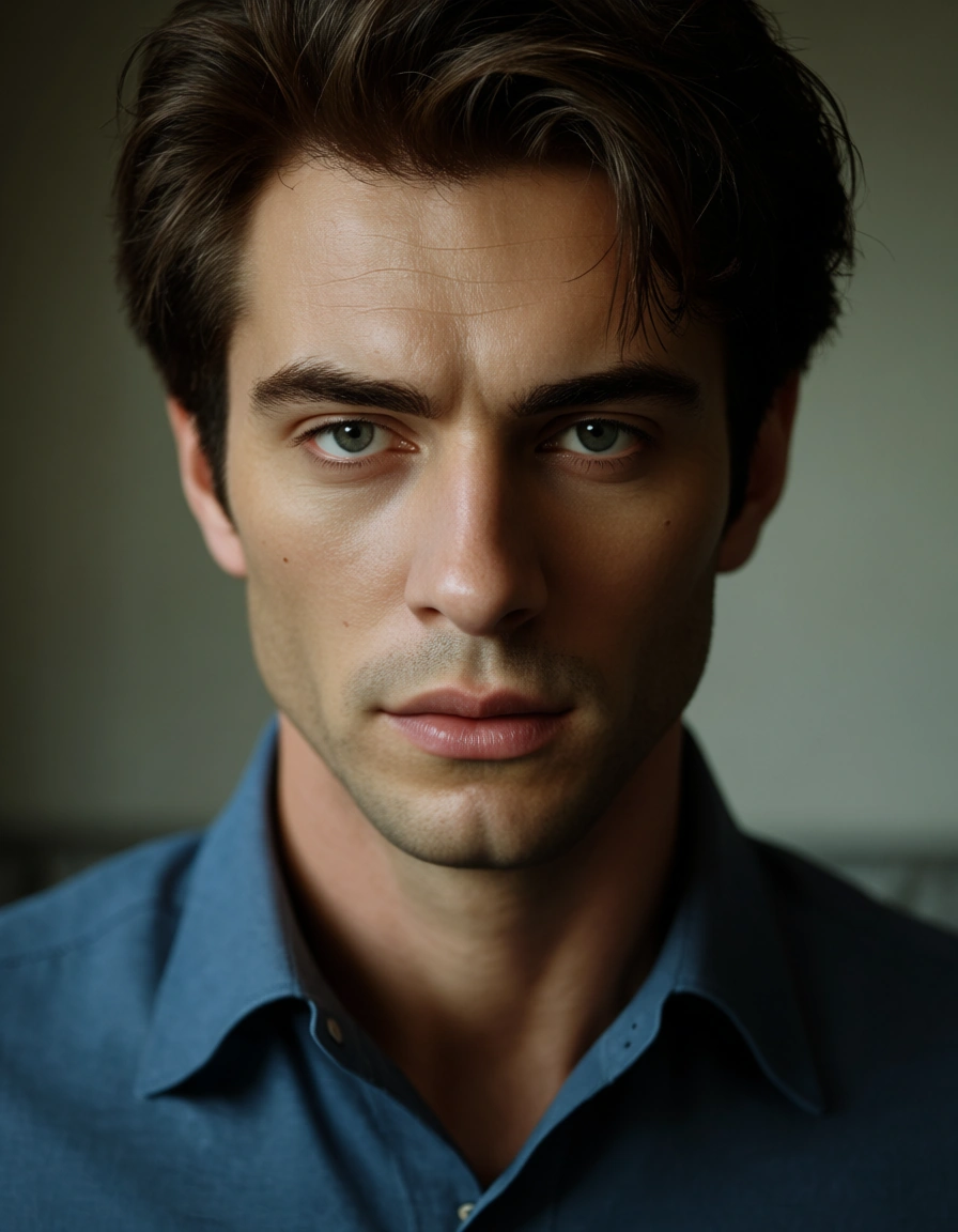 professional photo, high detail, 1boy, collared shirt, presenting, dslr quality, score_9, score_8, candid photo, realistic skin texture, visible skin pores, film grain, depth of field