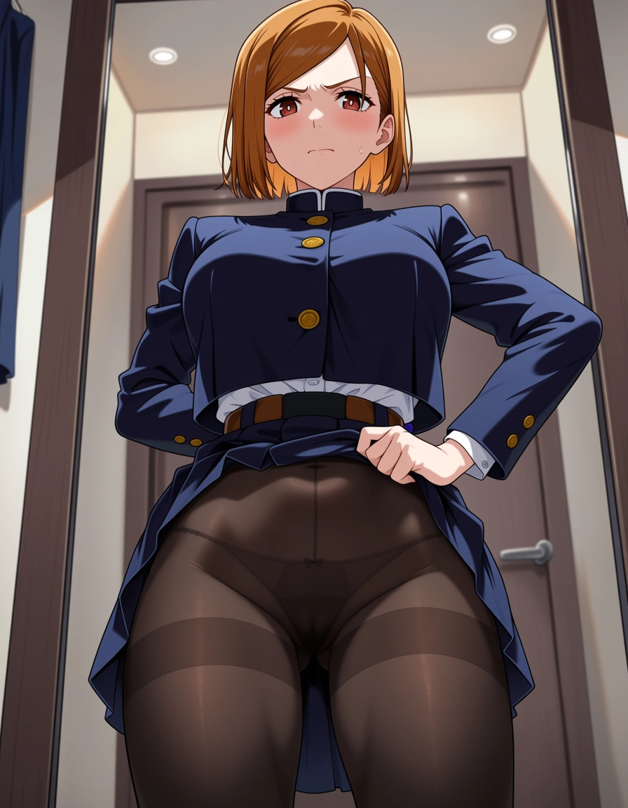 Kugisaki nobara,sexy clothes pull off lifting_own_clothes, hentai_studio_quality