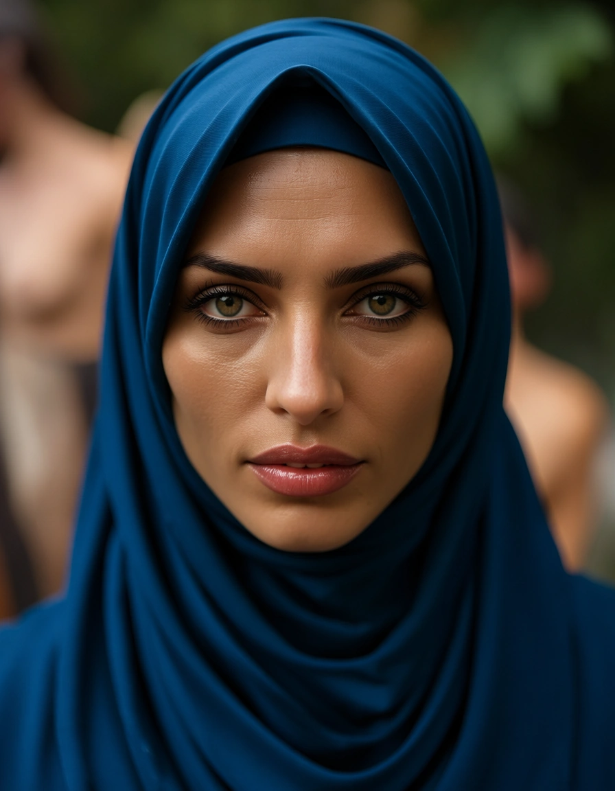 Lesbians, hijab,, score_9, score_8, candid photo, realistic skin texture, visible skin pores, film grain, depth of field