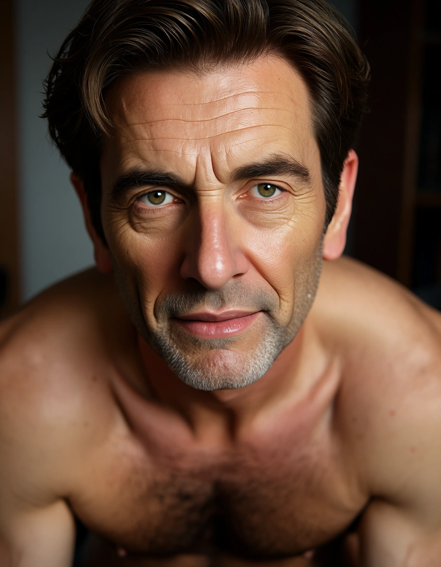 Transgender twink an older man, score_9, score_8, candid photo, realistic skin texture, visible skin pores, film grain, depth of field